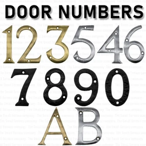 CHROME HOUSE DOOR NUMBERS 75 mm Numeral Flat Apartment Metal numeral + 2 screws - Picture 1 of 4