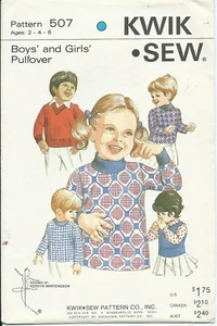 KWIK*SEW 507 sewing pattern PULLOVER SHIRT five versions Child sizes 2-4-6 UNCUT - Picture 1 of 1