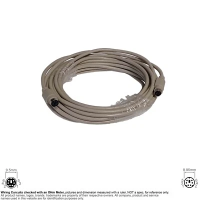 Cable PS2 Keyboard Mouse Extension Mini DIN 6-Pin Female Male 25FT #220884A - Image 1 of 2