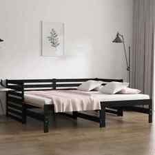 vidaXL Pull-out Day Bed Black 2x(92x187) cm Single Size Solid Wood Pine AUS
