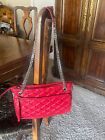 ZENITH Quilted Handbag Red/Silver Chain Mint Condition