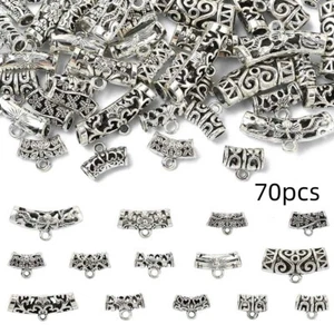 70x Tibetan Connectors Bail Bead Silver Tube Spacer Beads Links for Jewelry DIY - Picture 1 of 5