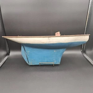 Vintage Estanque Yate Barco Casco Madera 20" Flotadores Equilibrado VIDEO - Imagen 1 de 21