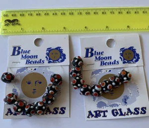 Blue Moon Art Glass Beads  x 2 - Picture 1 of 4