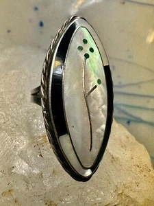 Anillo Zuni Turquesa Flor Talla 6.50 ligeramente abovedado madreperla esterlina s - Imagen 1 de 12