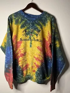 Felpa vintage anni 90 NASSUA BAHAMAS �� logo tie dye taglia XL - Foto 1 di 4