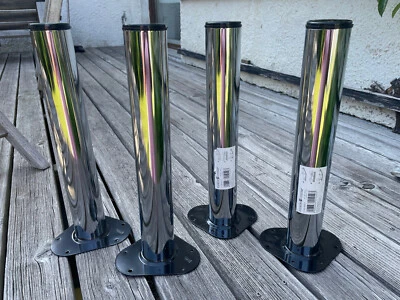 4 Tischbeine Möbelfüße Metall rund chrom h 40 cm d 6 cm TK 75 kg Element System - Bild 1 von 4