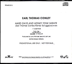 Earl Thomas Conley - Hard Days & Honky Tonk Nights - PROMO CD Single - Picture 1 of 1