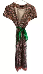 Betsey Johnson Women’s Dress Sz 8 100% Silk Knee Length Pink Tie Zip Cap Sleeves - Picture 1 of 13