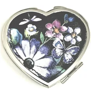 Brighton NOIR JARDIN Heart Shape Compact Mirror E5266M- NWT Beautiful!!-Gift - Picture 1 of 5