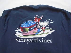 Vineyard Vines Whale Ski Racer L/S Pocket Navy Blue Tee Shirt Youth XL (18) - Picture 1 of 6
