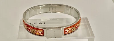 PULSERA HERMES ESMALTE naranja floral loquet bisagras - naranja con borde paladio Foto 1 de 3