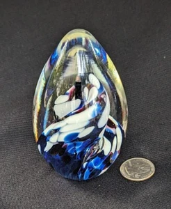 Titan Art Glas Briefbeschwerer blau Blase Brunnen Ei Form klar 4 Zoll hoch PW01 - Bild 1 von 7