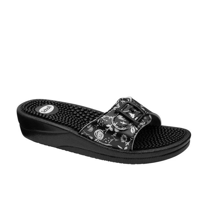Scholl New Massage Sandals - Black/Silver