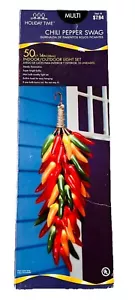 Holiday Time Chili Pepper Swag Hanging Multi Cluster Chili Pepper Lights 50 ct - Picture 1 of 4