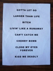 Lita Ford Vintage Stage Tour Concert Used Set List  #2 - Picture 1 of 1