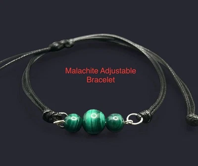 Pulsera ajustable de piedra auténtica genuina de malaquita Foto 1 de 4
