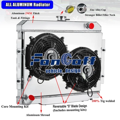 For 1972~1985 1984 82 Jeep CJ5 CJ6 CJ7 3.8L 4.2L 5.0L 3-Row Radiator Shroud Fan Foto 1 de 4