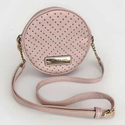 Andrew Marc New York Crossbody Bag Purse Pink Rose Studded Round Great Condition - Image 1 of 4