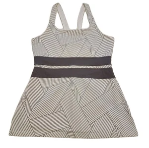 Eleven Venus Williams Tank Top Womens L Sport Bra Racerback Strappy USA Geo Gray - Picture 1 of 8