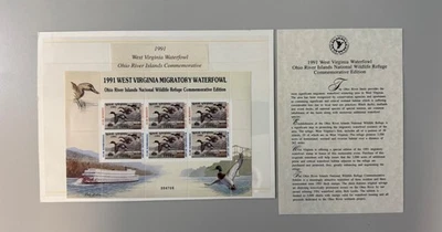 1991 West Virginia State Duck Stamp - Souvenir Sheet of 6 - Image 1 of 4
