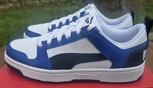 PUMA Rebound LayUp Lo Junior Black White And Blue Trainers UK 5 - Picture 1 of 6