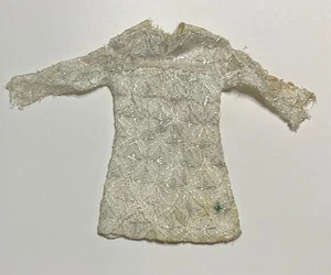 Vintage Hong Kong Barbie Clone Dress by Shillman Silver Lace 1960s 70s - Picture 1 of 4
