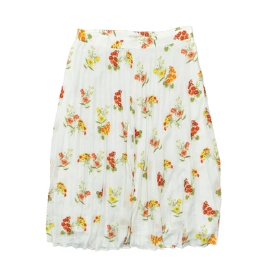 NUEVA Falda Plisada Loft Para Mujer Talla 10P Blanca Poliéster Cremallera Floral Foto 1 de 4