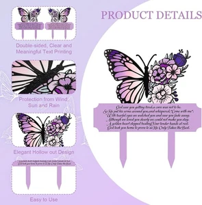 Estacas conmemorativas decoraciones de tumbas para cementerio, marca de tumba conmemorativa de mariposas... - Imagen 1 de 7