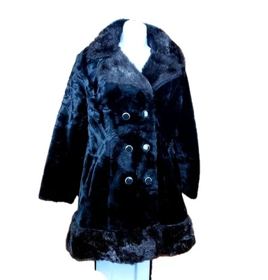 Abrigo Borgazis Russel Taylor Años 90 Negro Imitación Piel Guisante Dinero Antiguo Elegante Preppy Y2k Foto 1 de 4