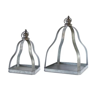 Melrose Galvanized Metal Lantern/Open Design, Set of 2, Grey/Black - 74435DS - Picture 1 of 1