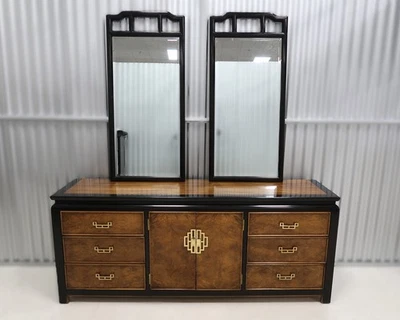 Cómoda Century Furniture Chin Hua Burled con 2 espejos de Raymond Sobota Foto 1 de 4