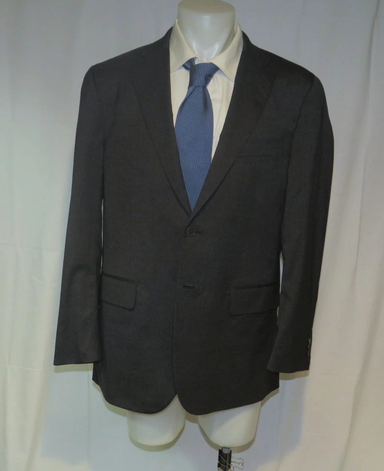 Isaia Sanita Current Silk Blend Solid Charcoal Two Button Suit Jacket 46L - Image 1 of 4