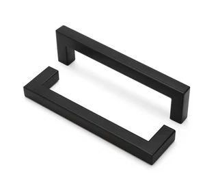 45 Matte Black Kitchen Pulls 5 in Bathroom Cabinet Drawer Closet Flat Square Bar - Picture 1 of 3