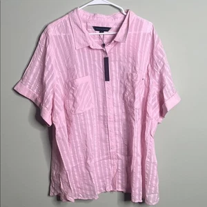 Tommy Hilfiger Pink Button Up Blouse 3X - Picture 1 of 5