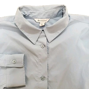 ATHLETA Performance Poplin Top Womens XL Blue Long Sleeve Button Up EUC - Picture 1 of 10
