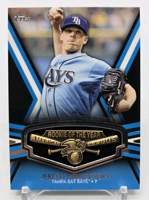 2013 Topps Jeremy Hellickson Novato del Año Trofeo Reliquia Tampa Bay Rays MLB Foto 1 de 4