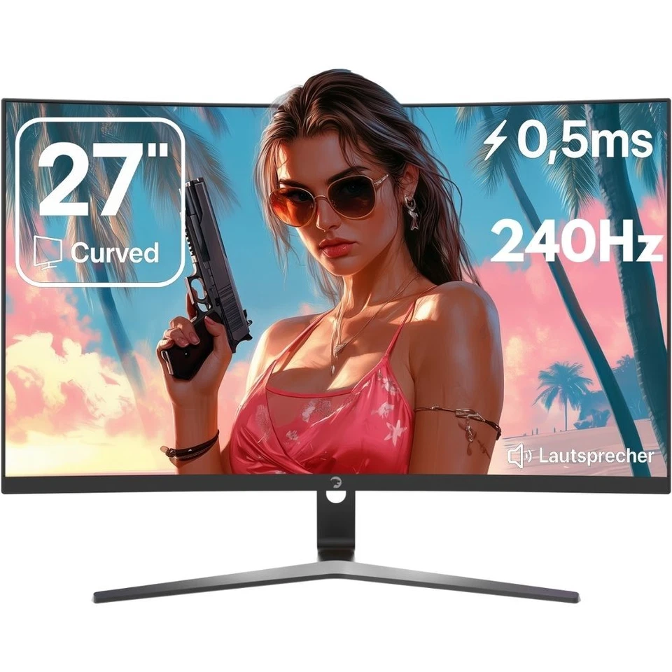 GAMEPOWER Curved Monitor 27 zoll 240Hz FullHD PC Bildschirm mit Lautsprecher V60 - Bild 1 von 4
