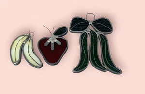 Green Beans Banana Stained Glass Suncatcher Window Kitchen Decor Fruit HOMEMADE - Picture 1 of 17