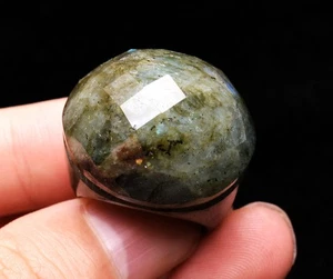 Anillo ajustable de cuarzo cristal claro azul labradorita natural de 19,6 g AAAA - Imagen 1 de 6