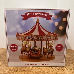 Neu Neu im Karton Mr. Christmas Very Merry Karussell musikalisch animierte Weihnachtsdekoration - Bild 1 von 5