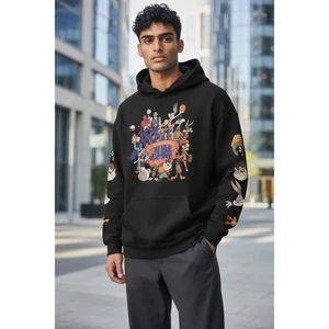 Retro LOONEY TUNES-SPACE JAM Hoodie Sweatshirt-schwarz-Goon/Tune Squad-EUC-Größe XL - Bild 1 von 9