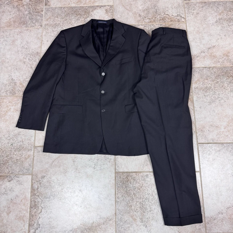 Daniel Cremieux Loro Piana Men’s 2-Piece Suit 44R / 36x31 Black Striped - Image 1 of 4