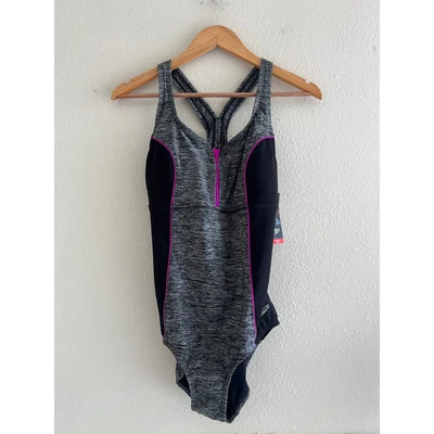Traje de baño Speedo Fitness gris muy fucsia talla 8 nuevo con etiquetas vacaciones atletismo Foto 1 de 4