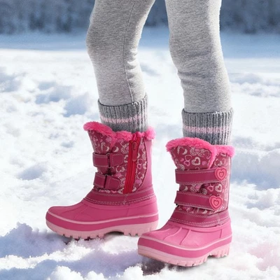 Botas de nieve al tobillo para niños niñas cálidas impermeables botas de esquí de invierno Foto 1 de 4