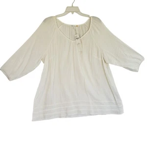C&C California Shirt Womens Plus Size 22/24 White V Neck Blouse Cotton Top New - Picture 1 of 8