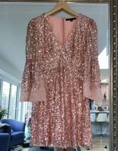 French Connection sequin dress coral pink size 10 - Picture 1 of 11