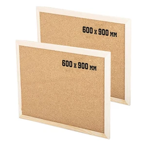 2 Pack 900MM x 600MM Cork Notice Pin Board, Bulletin Wooden Frame Office School - Picture 1 of 3