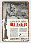 1962 Ruger .44 Magnum pistolet carabine métal panneau étain métal brindille décor mural