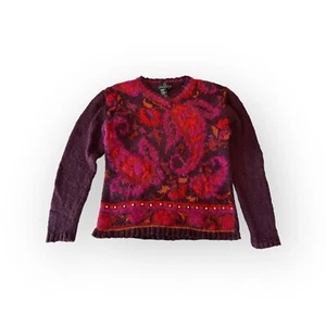 1990s Carole Little Knitwear Petites Pullover Sweater Textured Ramie Cotto Blend - Picture 1 of 7